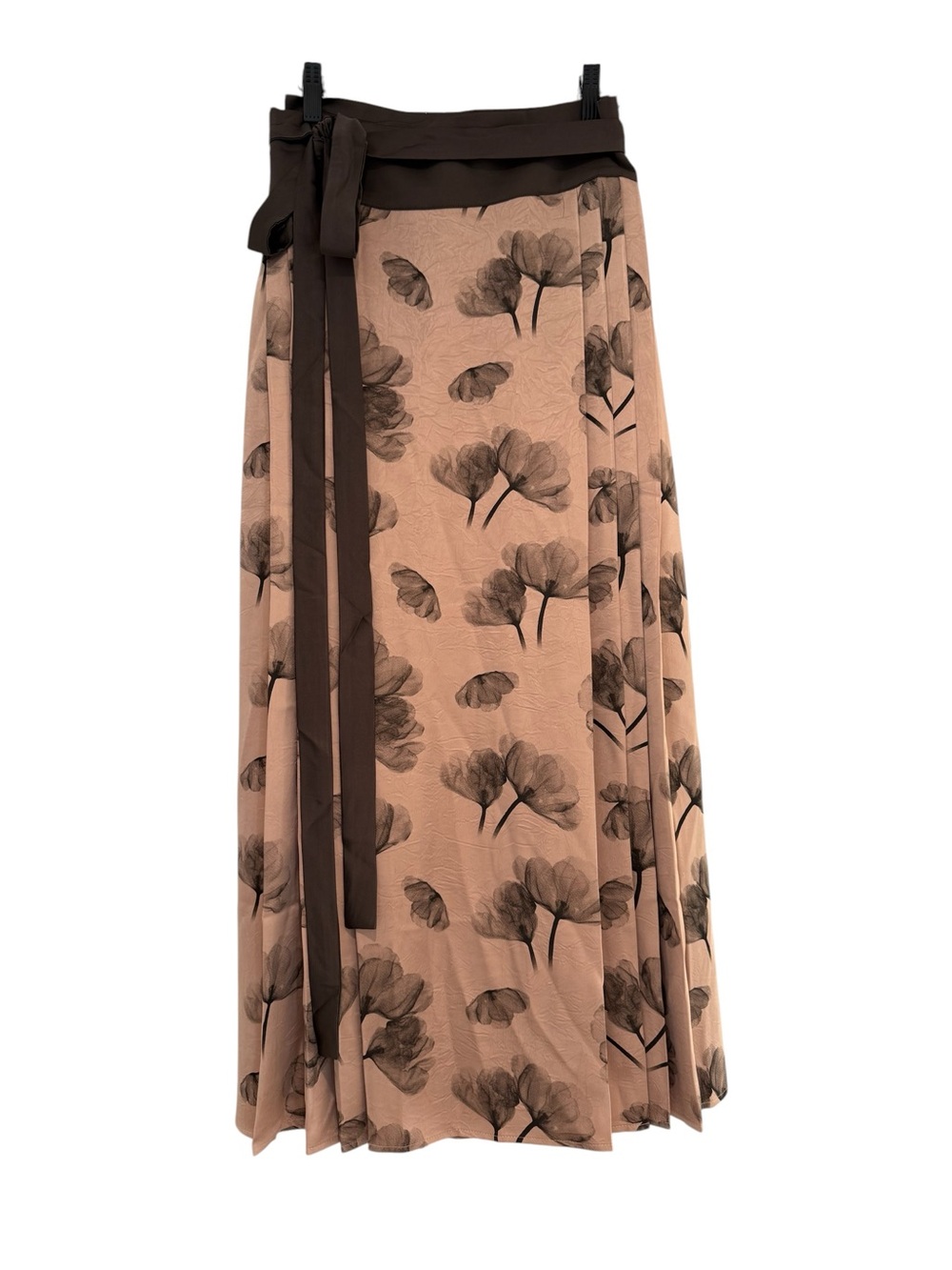 NWT Nekane Blush Floral Midi Wrap Skirt with chocolate Brown Waist Tie